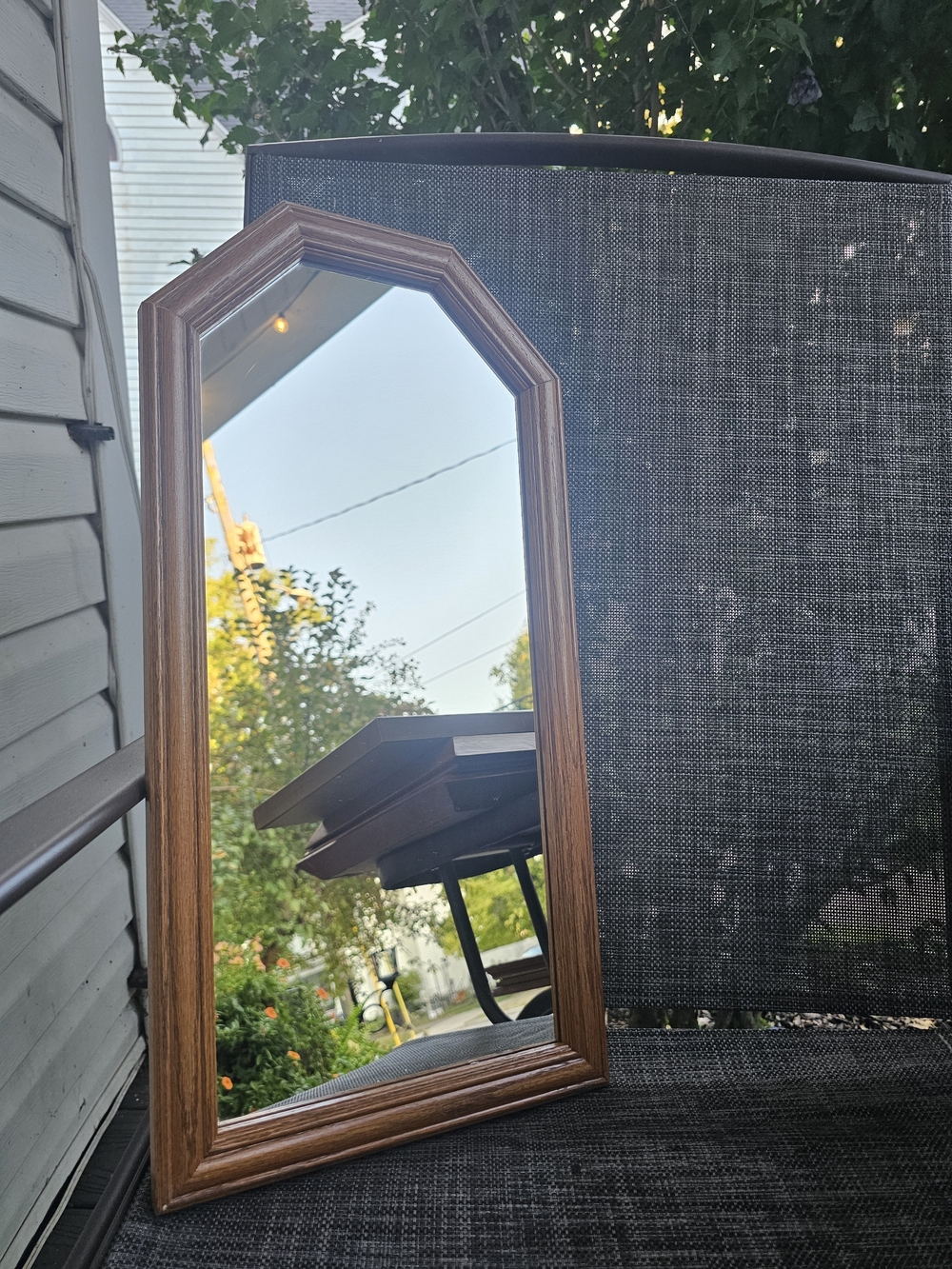 Vintage Homco Arched Wood Grain Wall Mirror - 1980s